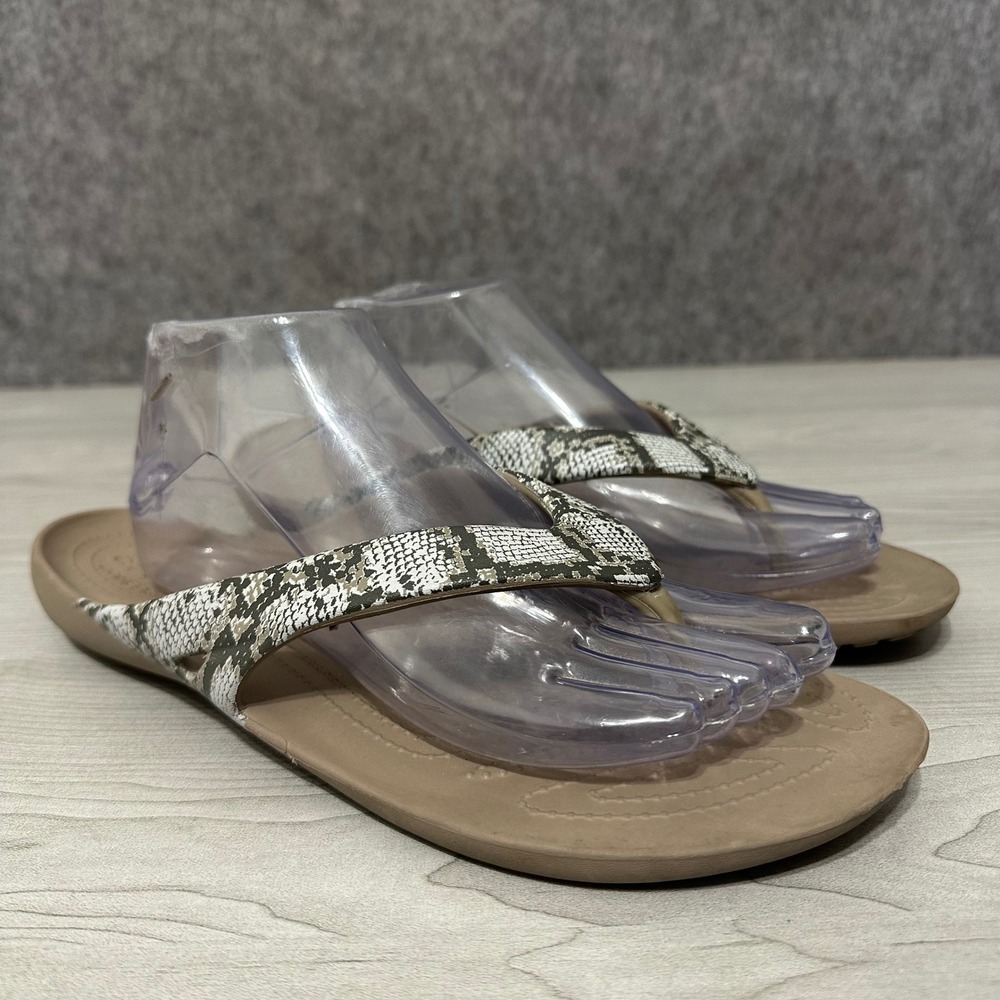 Crocs Kadee II Flip Flop Womens Size 11 Snake Mushroom Animal Print Sandals
